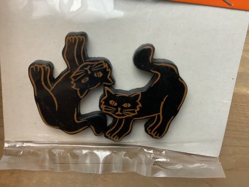Vintage Darice Black Cat Halloween Flat Wood Cut Out Craft Supplies 9114-01 NOS - Picture 7 of 12