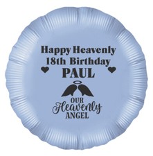 Happy Heavenly Birthday Personalised  18" Circle/Heart  Foil Balloon - 034