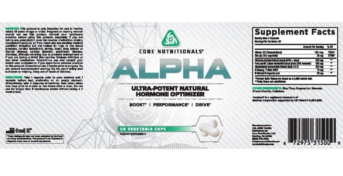 Core Nutritionals Alpha Natural Hormone Optimizer, Anabolic ...
