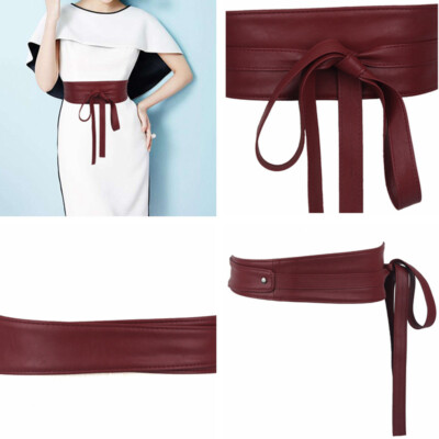 Lady Faux Leather Wrap Around Waistband Wide Dress Belt Tie Corset Cinch Banquet | eBay Lady Faux Leather Wrap Around Waistband Wide Dress Belt Tie Corset Cinch Banquet | eBay