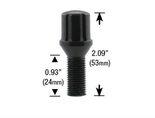 Set Of 20 Black Spline Drive Tuner Lug Bolts - 14x1.5 Thread, 24mm Shank For Audi/VW/Mercedes