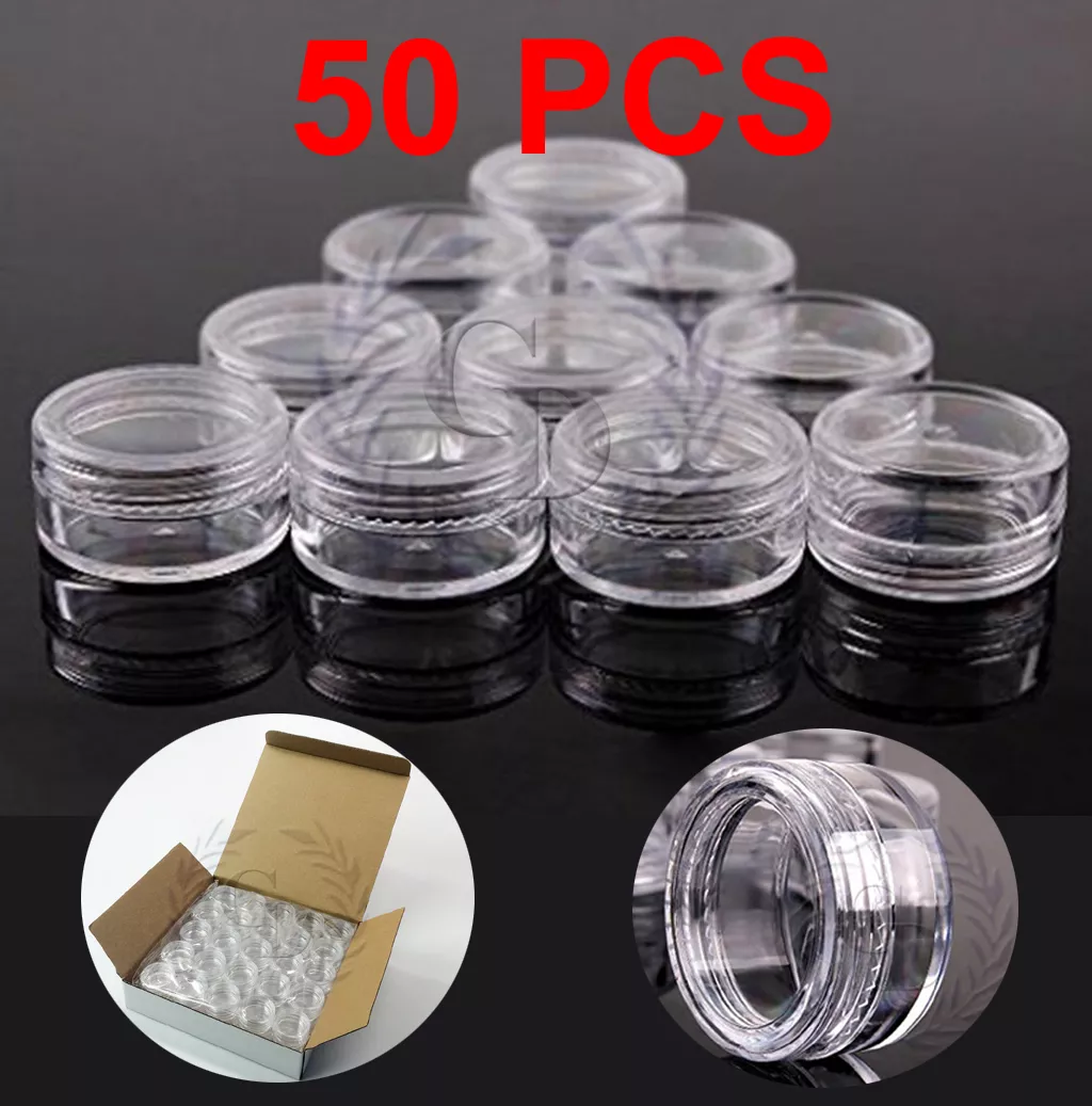 10pcs Nail Art Storage Jars Plastic Cosmetic Sample Containers for Beads  Jewelry