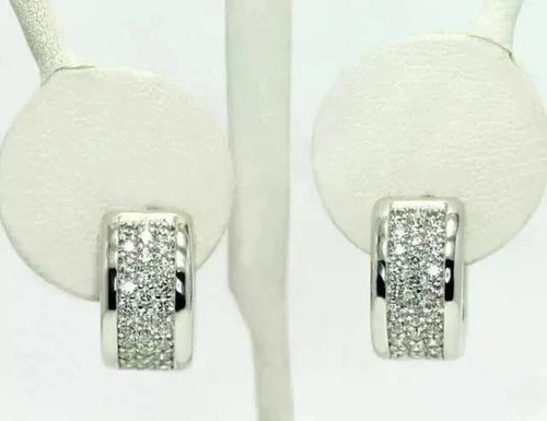 Damen-Creolen 2,10 kt Rundschliff Lab Created Diamant 14 K Weißgold vergoldet - Bild 6 von 6
