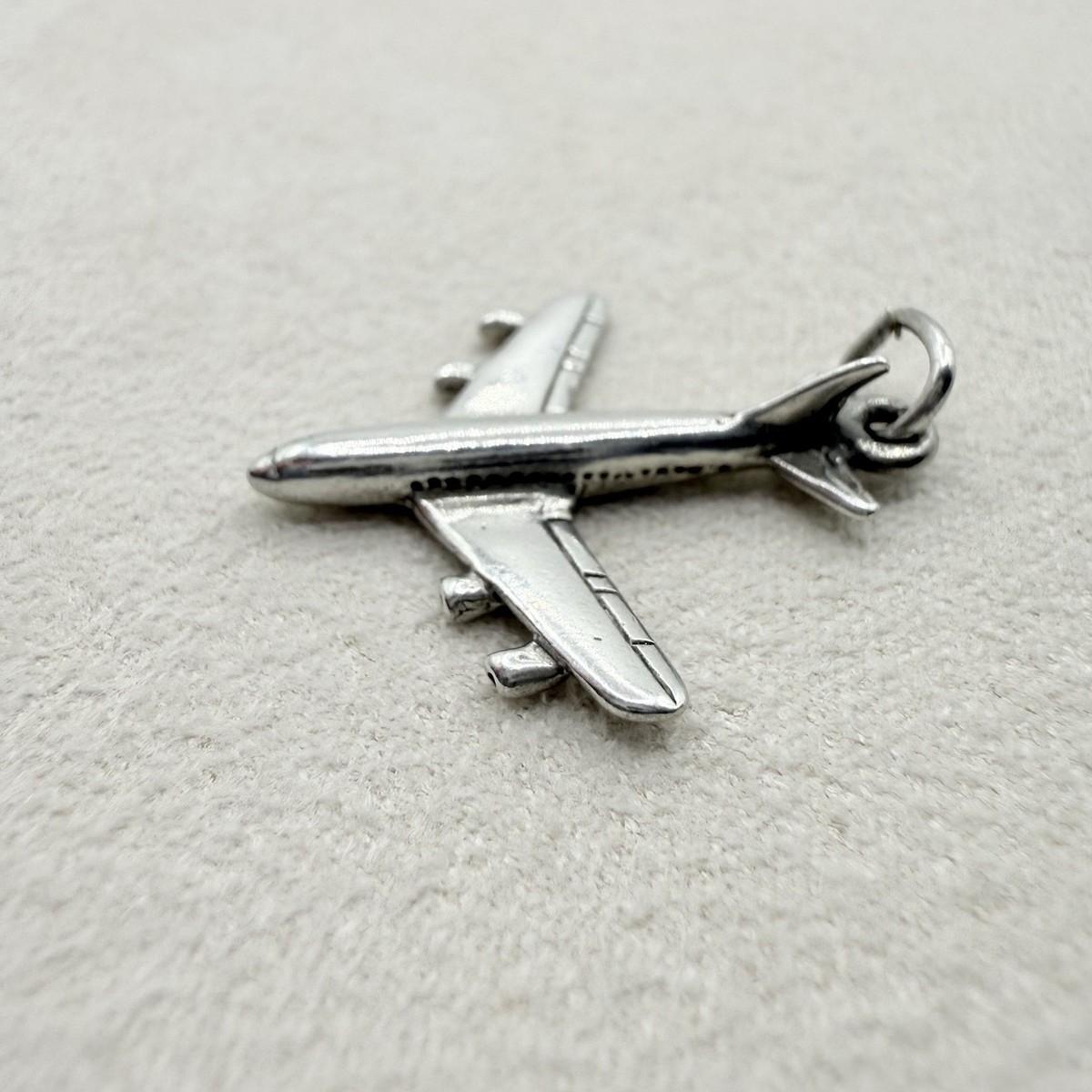Vintage Sterling Silver Airplane Dangle Charm Pendant Aircraft Flying Travel View 3