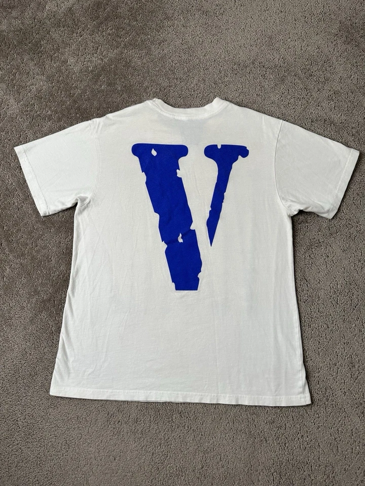 Camiseta para hombre 2017 Vlone azul grapa camiseta blanca, ropa de calle Y2K, talla M Foto 2 de 4