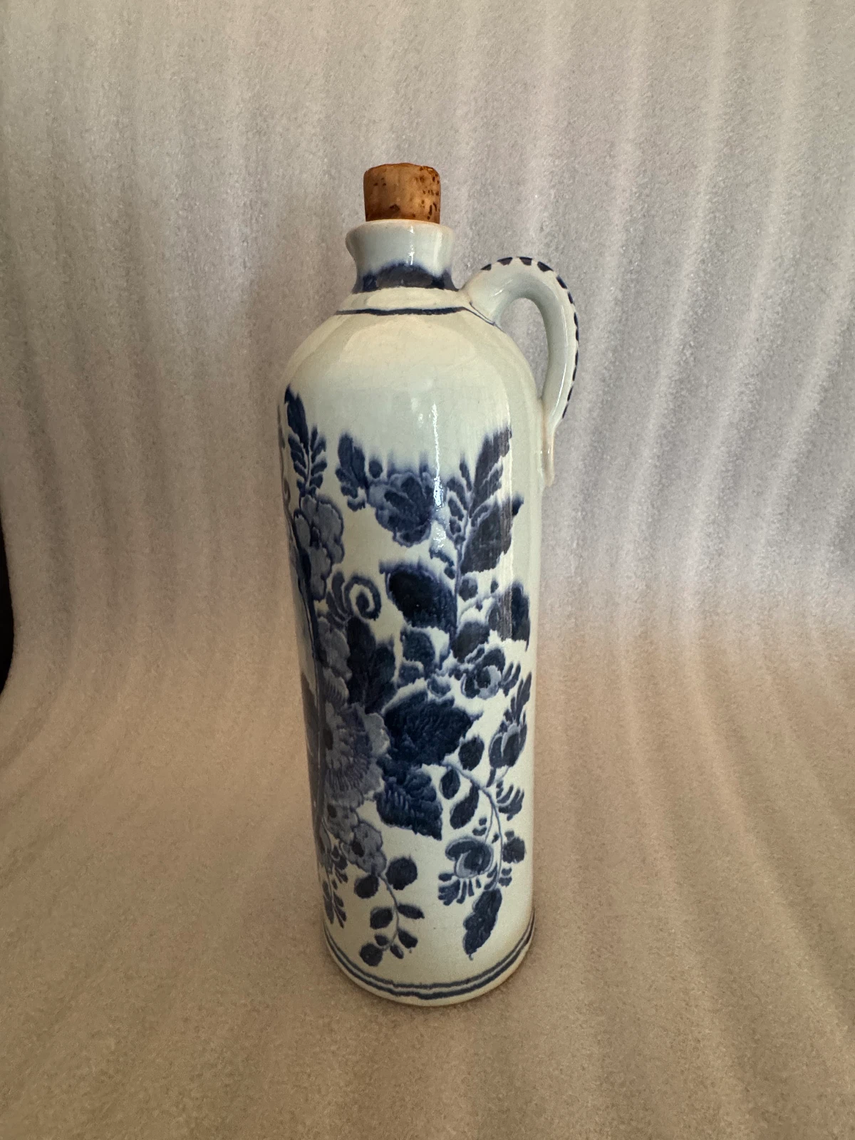 Blue Delft Olive Oil Jug With Stopper Holland Windmill & Floral Design 10" Tall
Opens in a new windo