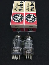 NICE PAIR GE. JG 5751 12AX7 Black Plate 3 Mica VINTAGE  VACUUM TUBES  99046