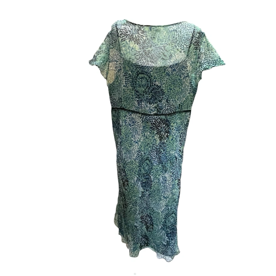 Vintage Y2K Floral Charter Club Ruffle Sleeve Midi Silk Dress Size 18W Fairy - Image 3 of 4