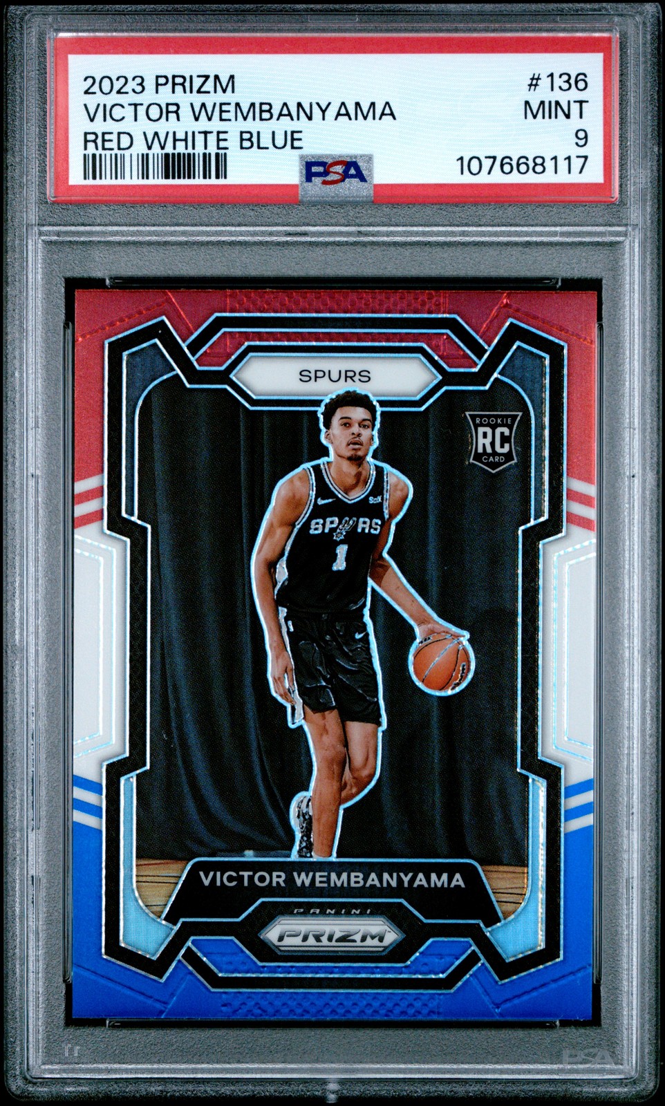 2023 Panini Prizm #136 Victor Wembanyama Red White Blue PSA 9