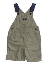 Osh Kosh B'Gosh Boys 3T Khaki Overalls Striped Straps Cargo Shortalls Shorts