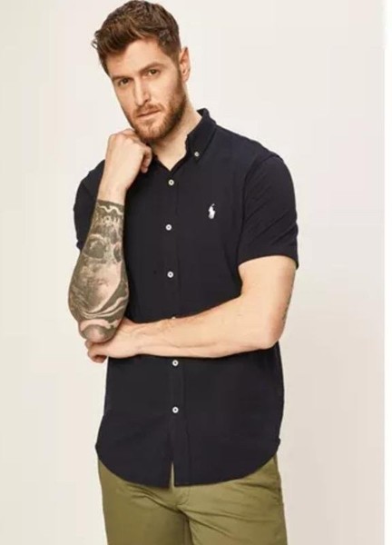 Men Polo Ralph Lauren Shirt Navy Linen 50
