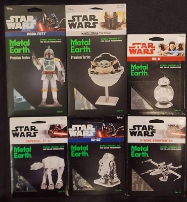 Metal Earth Star Wars Mandalorian boba feet BB R2 x wing imperial ~ 3D Steel Kit
