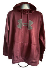 Under Armour Rival Fleece Big Logo Hoodie Burgundy 1379854-600 Size 2XL, XXL