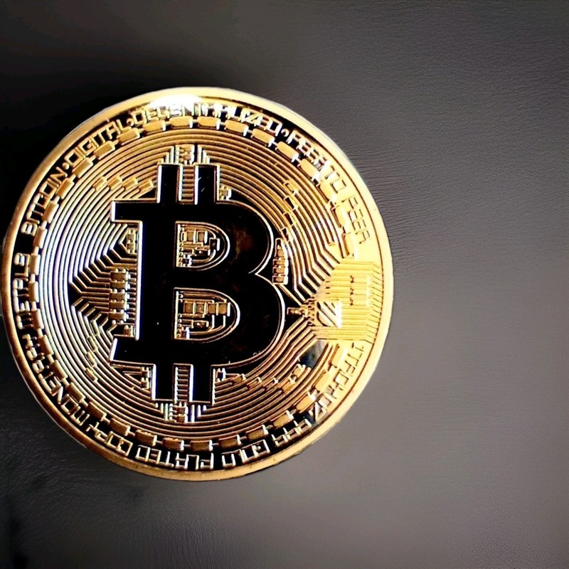  Bitcoin 1oz .999 Gold plated token in clear case, 2013 U.S. souvenir piece.