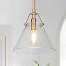 Uolfin Modern Mini Pendant Light, 1-Light Gold Kitchen Island Pendant Light -B4