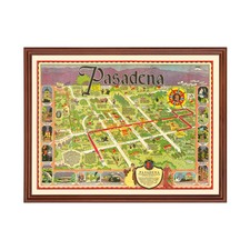 Old Map of Pasadena, CA 1933 - Vintage Pasadena California A