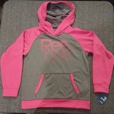Boys Reebok Hoodie Youth Size Medium 10-12 Red/Gray Long Sleeve Logo Sweatshirt