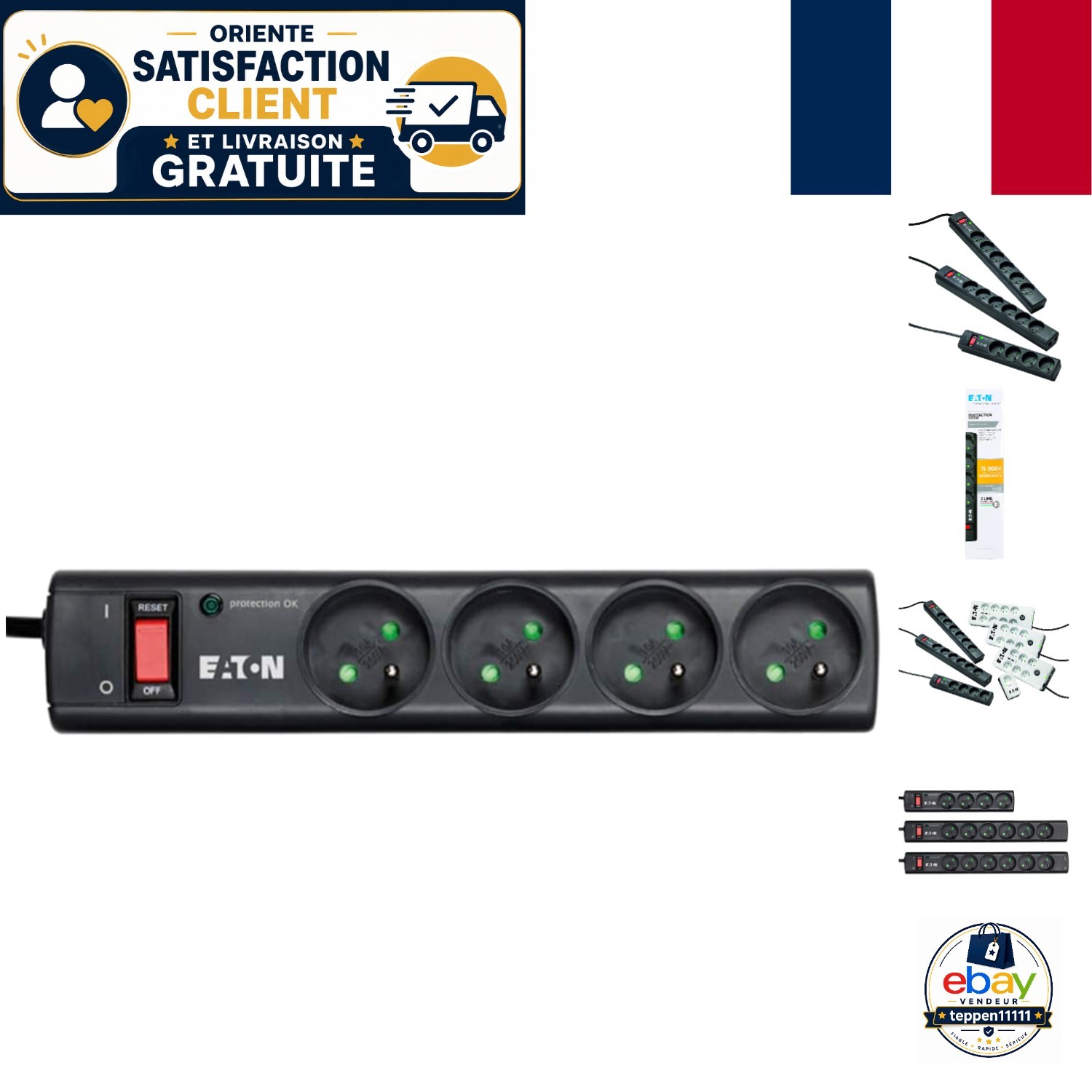 Multiprise Eaton PS4F Protection Surtension Antifoudre pour Écran et PC