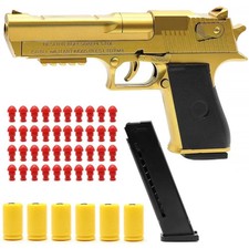 Toy Desert Eagle Gold Pistol Safe Soft Bullet Shell Firing Play Gun Kid Gift-NEW
