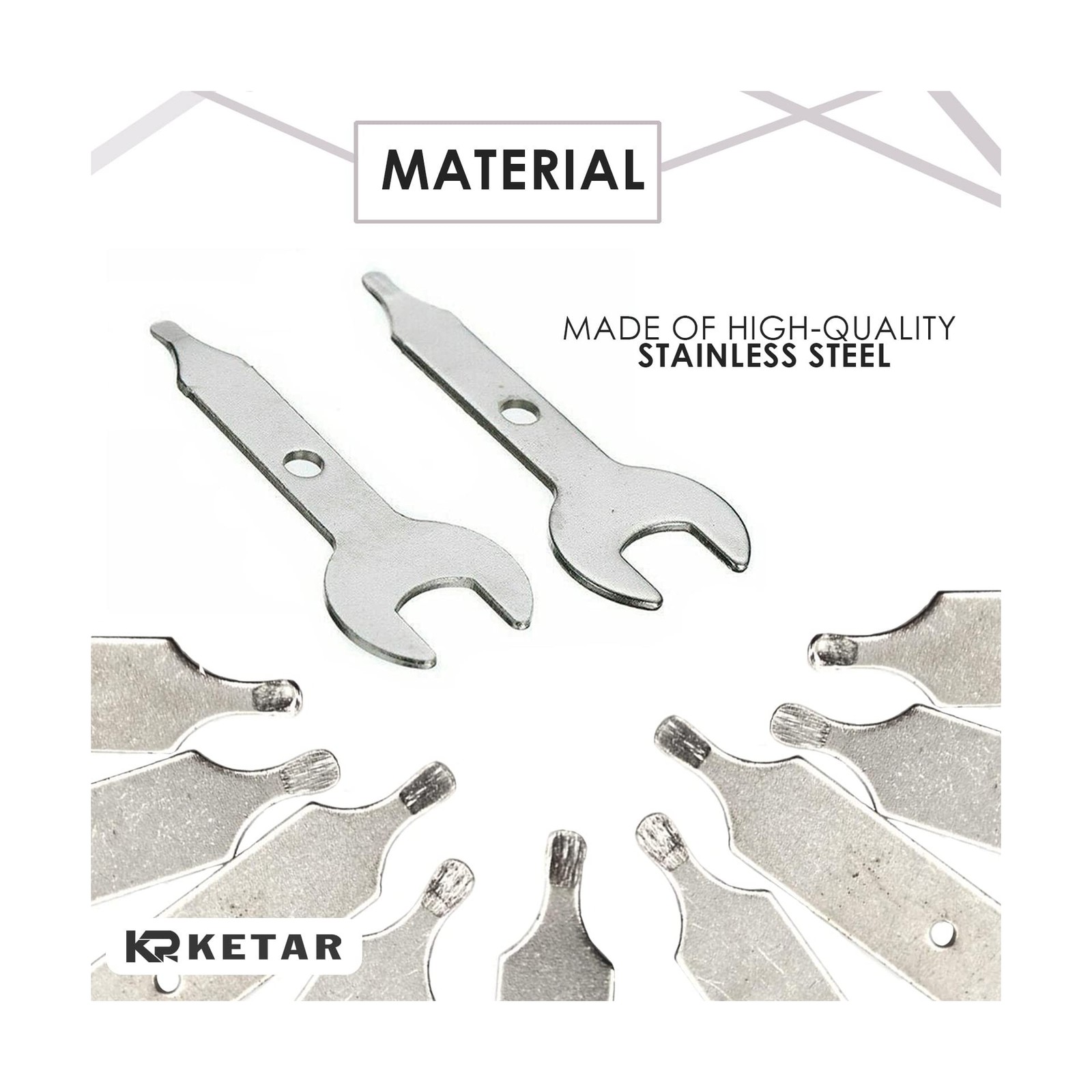 2 PCS 3/8 Inch Multitool Wrench Key 9.5mm Nut Spanner For Rotary Tool Silver ...