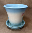 Vintage Hull  Pottery Bow Knot Flower Pot - Attached Saucer - 5.75" High — photo 2