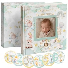 Baby Memory Book and Baby Keepsake Box - First Year Photo Album for Baby Boy ...