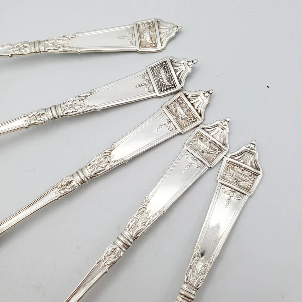 5 Gorham Lansdowne Sterling Silver Bouillon 5” Soup Spoons No Mono 1917 - Image 2 of 4