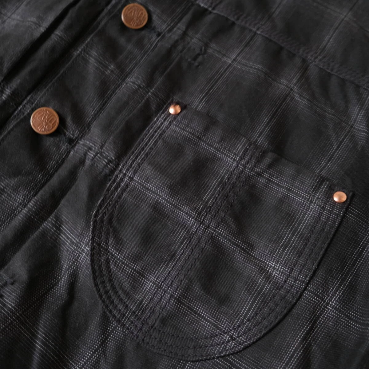 EVISU YAMANE 1ST Type Shadow Check Tracker Jacket Size 38 M Black Made in Japan - product detail image 4