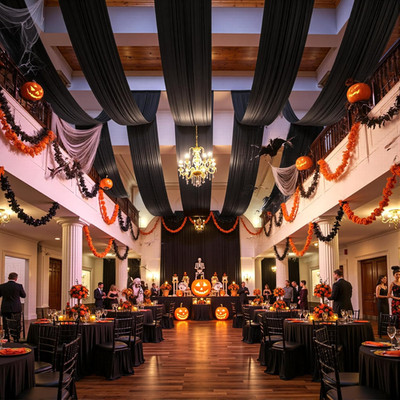 Black Ceiling Drapes 5ft x 30ft for Halloween & Party Decorations