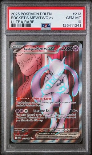 🔥2025 PSA 10 Pokemon Team Rocket's Mewtwo ex 213/182 Destined Rivals Holo🔥