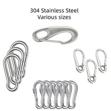 304 Stainless Steel Carabiner Spring Hook Snap Clips Eyelets Gym Rock Climbing