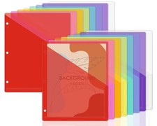 48 Pack 3-Ring Binder Pockets Translucent Polyester 3 Hole Binder Plastic Sle...