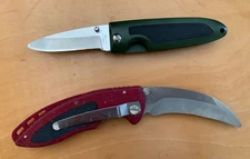 2 Dull Practice Martial Arts Training Knives 4" Karambit, 2.5" Folding Knife