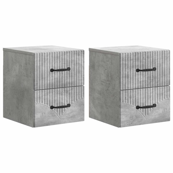Nachttisch Wandmontiert 2Er Set Betongrau 34,5 X 33 X 40 Cm-image