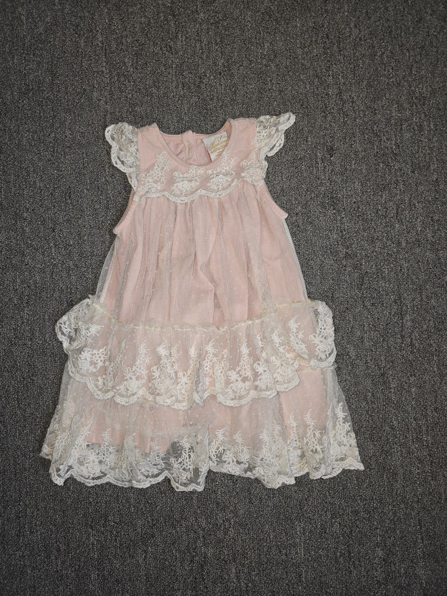 Heirloom by Polly Blinders Pink Lace Dress 24M Girl Tiered Ruffle Princess