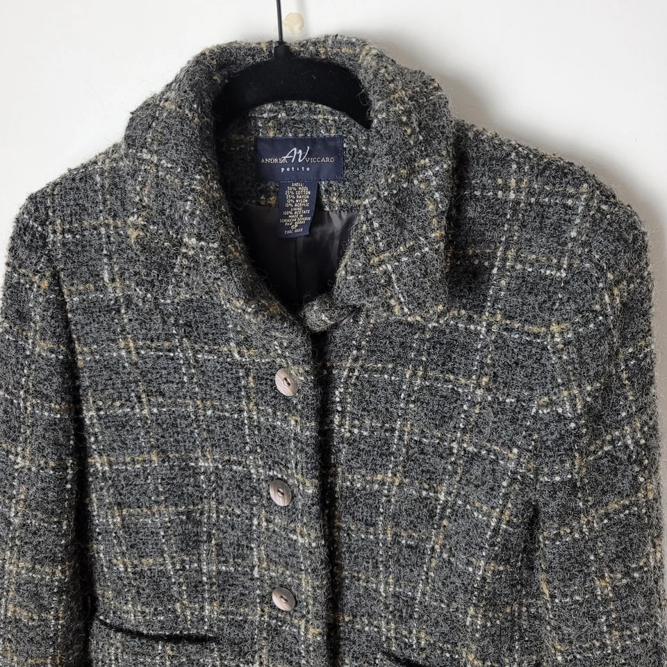 Блейзер Andrea Viccaro серый шерстяная смесь сетка на пуговицах размер 6 миниатюрный карьерный - Изображение 2 из 4