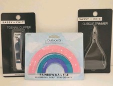 Sassy  Chic Toenail Clippers, Cuticle Trimmer  Rainbow Nail File Set Stainless