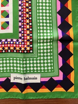 Pierre Balmain Seidentuch bunt Grafisches Design 75 x 75 Vintage