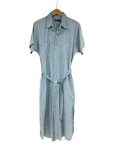 Polo Ralph Lauren Minimalist Denim Chambray Button Up Midi Dress Womens 8 New