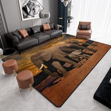 9CH African Elephant Sunset Area Rug, Non-Slip African Rugs for Living Room B...