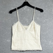 Vintage Abercrombie Tank Top Womens Medium Cream Cami Y2K Babydoll Sleeveless