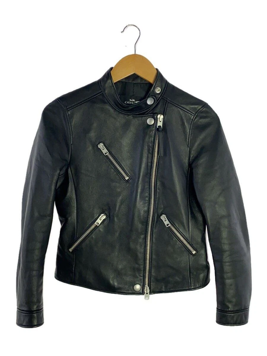 GIACCA COACH RIDERS SINGLE RIDER XS PELLE DI PECORA NERA TINTA UNITA usata