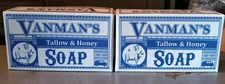 2 VanMan Beef Tallow & Honey Bar Soaps Pure Grass-Fed Beef Tallow Free Shipping