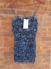 SALE PULL& BEAR NIGHT OUT - DRESS DARK BLUE SIZE XS £39.99