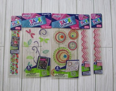 ARTSKILLS! Tape Trendz Adhesive Gems 5 pack Zig Zag, dragonfly, retro, floral