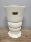 Vintage Royal Haeger Matte Off White Ringed Art Pottery 8.25" Vase