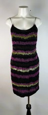 VTG 90s Nicole Miller Black Beaded Silk Sleeveless Dress 2 - Small Damage