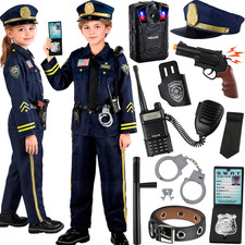 Police Costume for Kids, 12PCS Police Officer Set for Halloween Role Play, Boys