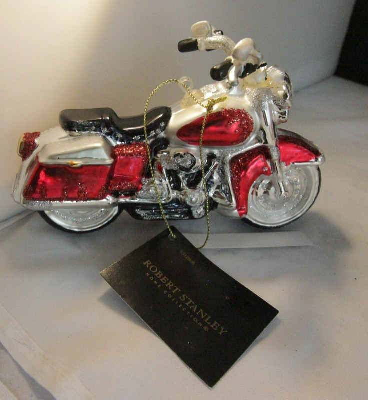 NWT Motorcycle Harley Glass Ornament Robert Stanley 