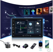 Single Din 10" Touch Screen Stereo Bluetooth Radio Car Apple/Android Carplay+CAM